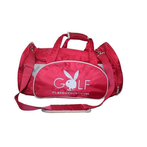 Vintage Playboy Golf Large Duffle Bag Bunny Red Gym Bag Handles Cross Body Strap - Picture 1 of 13